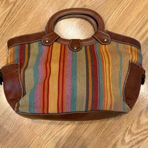 Fossil Multicolored Striped Hand Bag‎